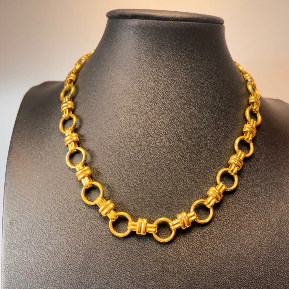 Vintage Gold Chunky Link Chain Necklace Statement Boho Chic Minimalist 90s